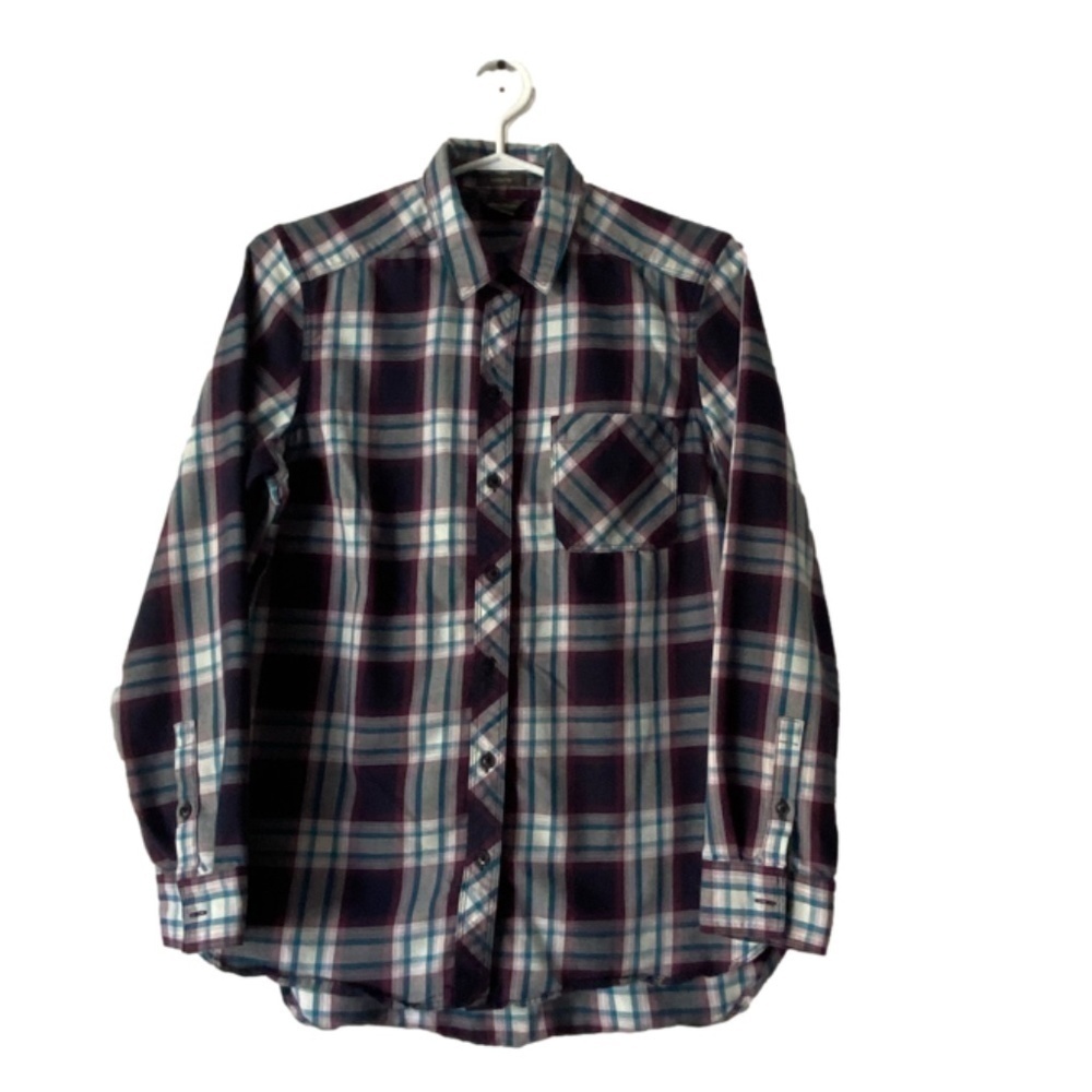 Eddie Bauer classic fit ladies button down plaid long sleeve shirt size S